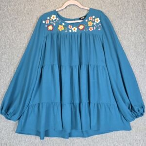 Oddy Embroidered Tiered Peasant Top Blouse Wmn's XL